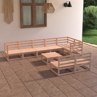  9 Piece Garden Lounge Set Solid Pinewood