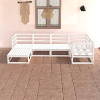  6 Piece Garden Lounge Set White Solid Pinewood