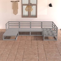  6 Piece Garden Lounge Set Grey Solid Pinewood