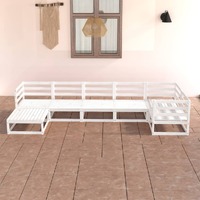  7 Piece Garden Lounge Set White Solid Pinewood