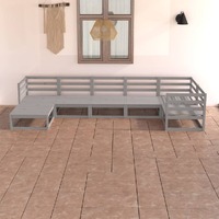  7 Piece Garden Lounge Set Grey Solid Pinewood