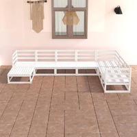  7 Piece Garden Lounge Set White Solid Pinewood