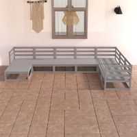  7 Piece Garden Lounge Set Grey Solid Pinewood