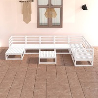 8 Piece Garden Lounge Set White Solid Pinewood