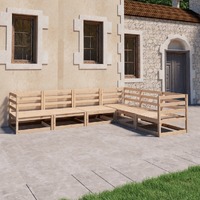  6 Piece Garden Lounge Set Solid Pinewood