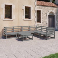  7 Piece Garden Lounge Set Grey Solid Pinewood