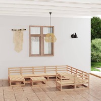  11 Piece Garden Lounge Set Solid Pinewood