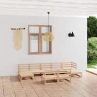  9 Piece Garden Lounge Set Solid Pinewood