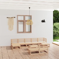  10 Piece Garden Lounge Set Solid Pinewood