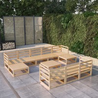  11 Piece Garden Lounge Set Solid Pinewood