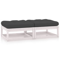  Garden Footstools with Cushions 2 pcs Solid Wood Pine