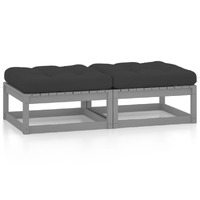  Garden Footstools with Cushions 2 pcs Solid Wood Pine