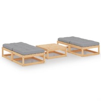  5 Piece Garden Lounge Set with Cushions Solid Pinewood