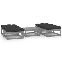  5 Piece Garden Lounge Set with Cushions Solid Pinewood