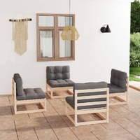  4 Piece Garden Lounge Set with Cushions Solid Pinewood