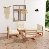  4 Piece Garden Lounge Set with Cushions Solid Pinewood