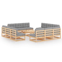  13 Piece Garden Lounge Set with Cushions Solid Pinewood