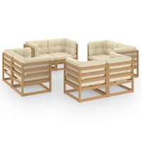  8 Piece Garden Lounge Set with Cushions Solid Pinewood