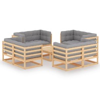  9 Piece Garden Lounge Set with Cushions Solid Pinewood