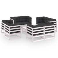  9 Piece Garden Lounge Set with Cushions Solid Pinewood