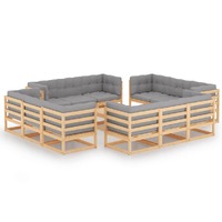  13 Piece Garden Lounge Set with Cushions Solid Pinewood