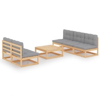  6 Piece Garden Lounge Set with Cushions Solid Pinewood