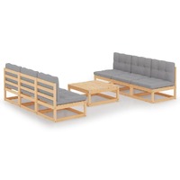  7 Piece Garden Lounge Set with Cushions Solid Pinewood