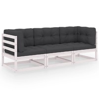  3-Seater Garden Sofa with Cushions Solid Pinewood