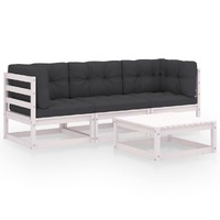  4 Piece Garden Lounge Set with Cushions Solid Pinewood