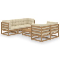  6 Piece Garden Lounge Set with Cushions Solid Pinewood