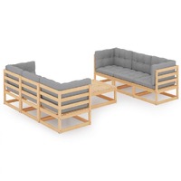 7 Piece Garden Lounge Set with Cushions Solid Pinewood