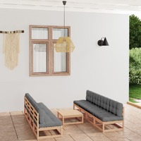  9 Piece Garden Lounge Set with Cushions Solid Pinewood