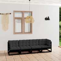  4-Seater Garden Sofa with Cushions Solid Pinewood