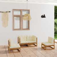  4 Piece Garden Lounge Set with Cushions Solid Pinewood