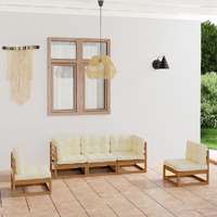  5 Piece Garden Lounge Set with Cushions Solid Pinewood