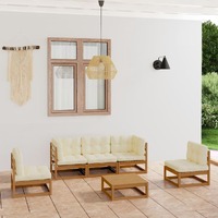  6 Piece Garden Lounge Set with Cushions Solid Pinewood