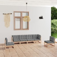  6 Piece Garden Lounge Set with Cushions Solid Pinewood