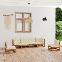  6 Piece Garden Lounge Set with Cushions Solid Pinewood