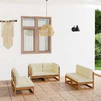  6 Piece Garden Lounge Set with Cushions Solid Pinewood