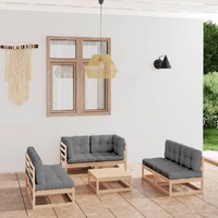  7 Piece Garden Lounge Set with Cushions Solid Pinewood