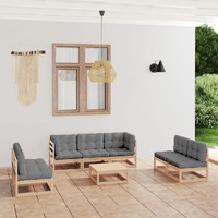  8 Piece Garden Lounge Set with Cushions Solid Pinewood