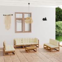  8 Piece Garden Lounge Set with Cushions Solid Pinewood