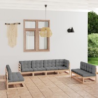  8 Piece Garden Lounge Set with Cushions Solid Pinewood
