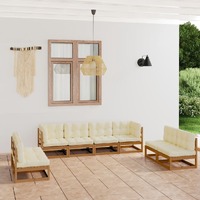  8 Piece Garden Lounge Set with Cushions Solid Pinewood