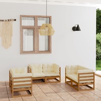  6 Piece Garden Lounge Set with Cushions Solid Pinewood