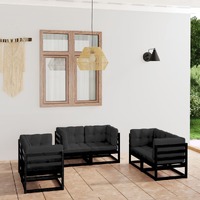  6 Piece Garden Lounge Set with Cushions Solid Pinewood