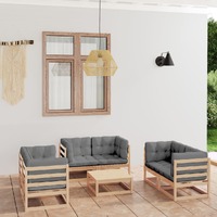  7 Piece Garden Lounge Set with Cushions Solid Pinewood