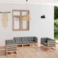  7 Piece Garden Lounge Set with Cushions Solid Pinewood