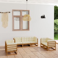  7 Piece Garden Lounge Set with Cushions Solid Pinewood