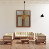  8 Piece Garden Lounge Set with Cushions Solid Pinewood